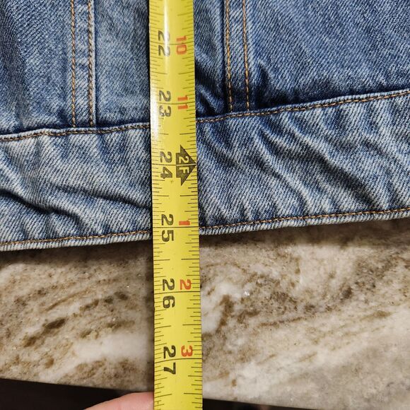 Future Collective Kahlana Barfield Brown Women's Asymmetrical Jean Jacket MED - Picture 11 of 12